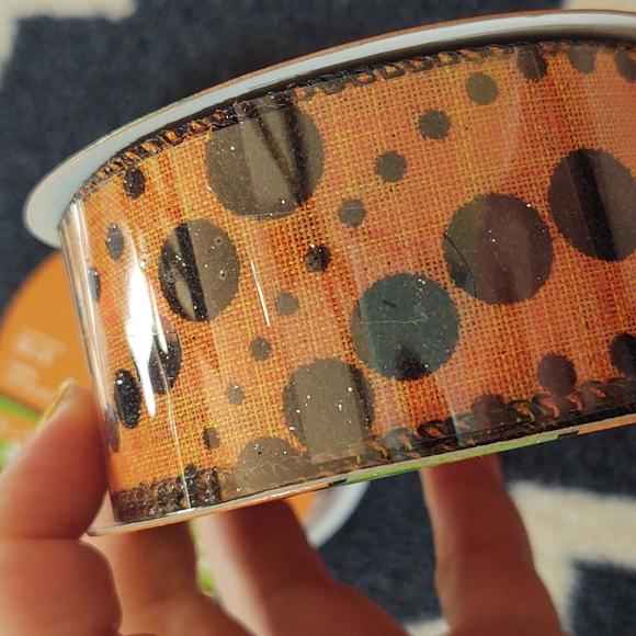 Halloween Glitter Dot Ribbon - 2 Rolls - NWT - Picture 6 of 8